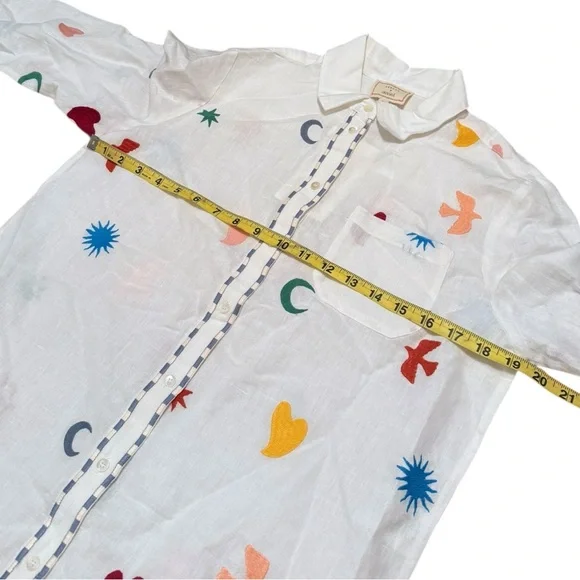 TOMBOY SHIRT SEZANE PANGEA BLOUSE BUTTON UP TOP WHITE NWT SIZE 36 Embroidery - Picture 8 of 10